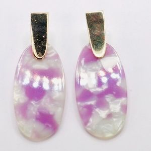 Purple Marble Earrings | Blue Oval Earrings